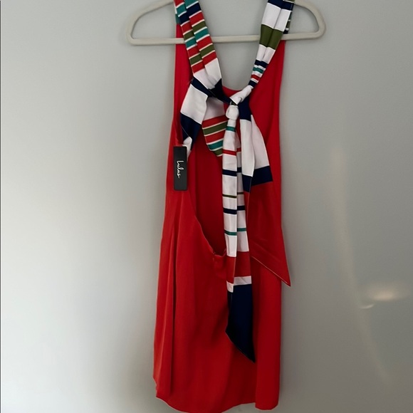 Lulu's Orange Sundress with Halter Neckline for Cocktail Night Out - Picture 4 of 5